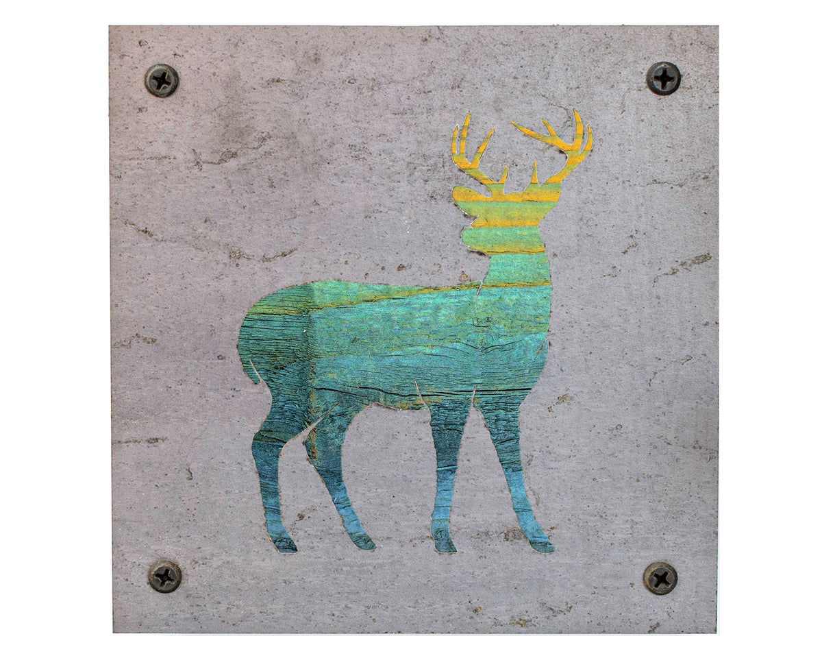 Deer Metal Wall Art on Reclaimed Wood, Rustic Cabin Decor, Deer Hunter Gift