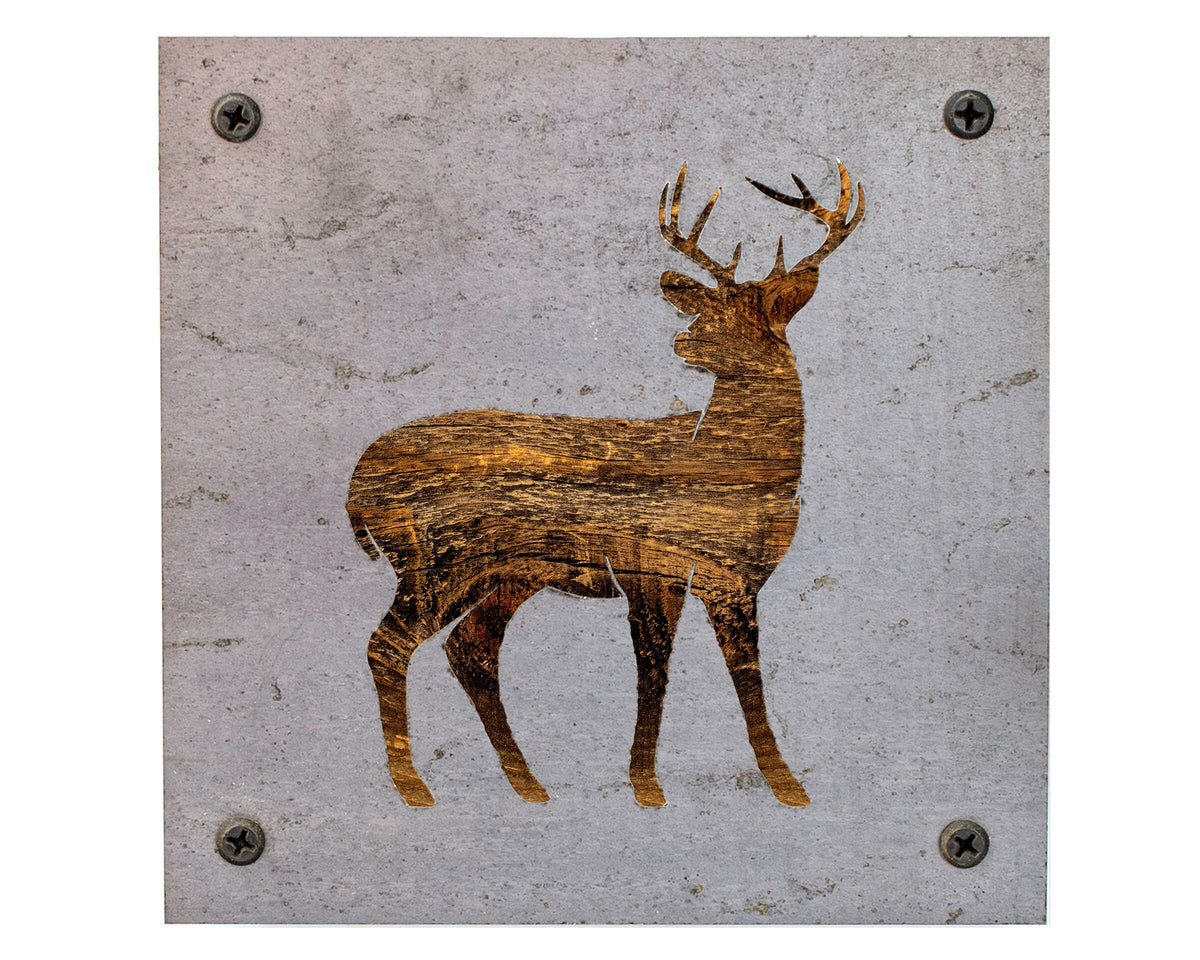 Deer Metal Wall Art on Reclaimed Wood, Rustic Cabin Decor, Deer Hunter Gift