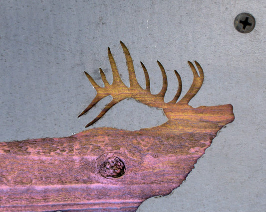 Elk Metal Wall Art on Reclaimed Wood, Rustic Cabin Decor, Elk Hunter Gift