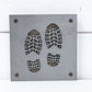 Hiking Boots Metal Wall Art on Reclaimed Wood, Trail Sign, Hiker Gift, 5.5 Inch Square Steel Sign, Hiking Decor, Backpacker Gift