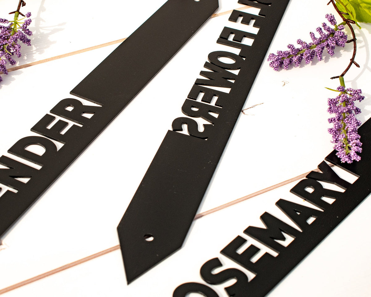 Custom Black Steel Garden Stakes, Row Marker,