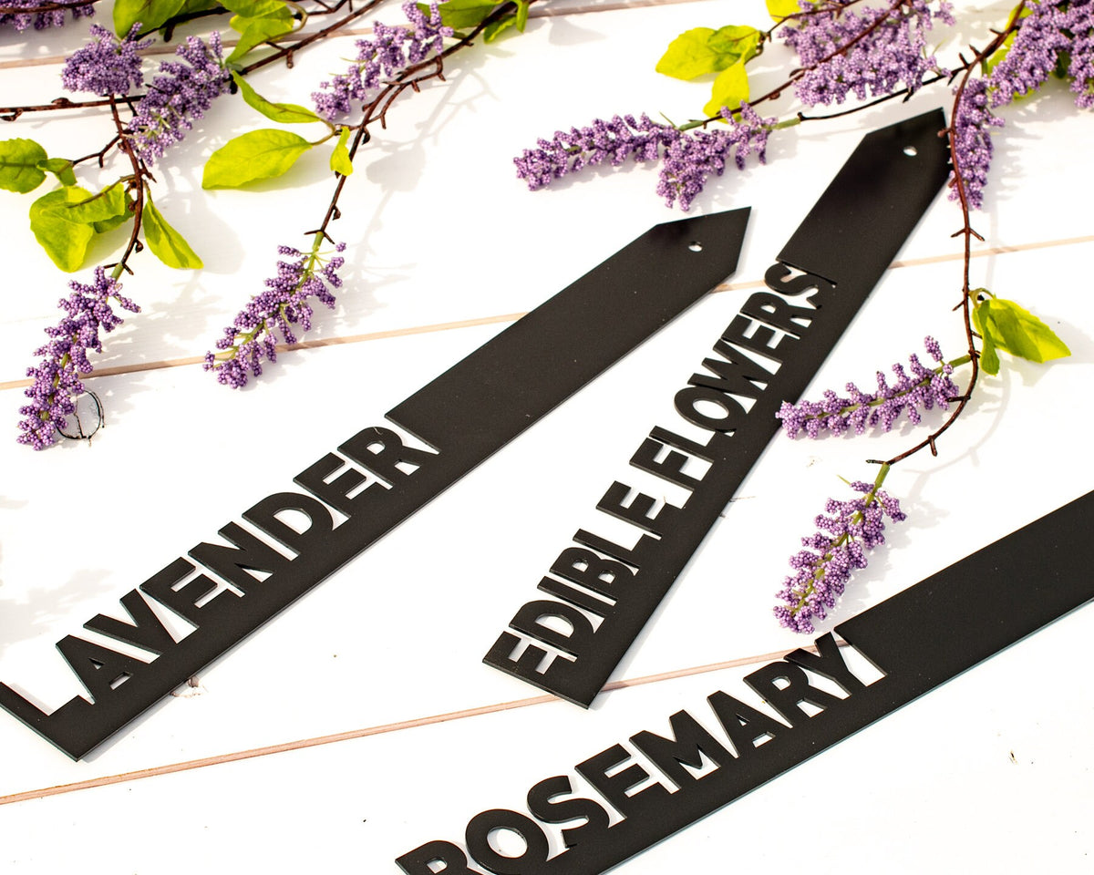 Custom Black Steel Garden Stakes, Row Marker,