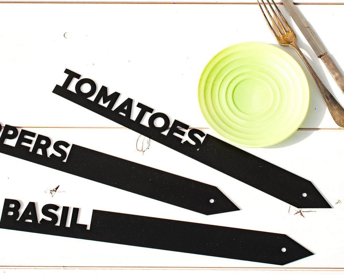 Custom Black Steel Garden Stakes, Row Marker,