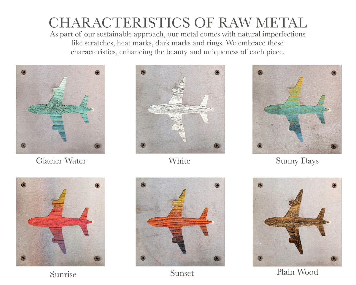 Airplane Metal Wall Art on Reclaimed Wood, Aviation Decor, Pilot Gift