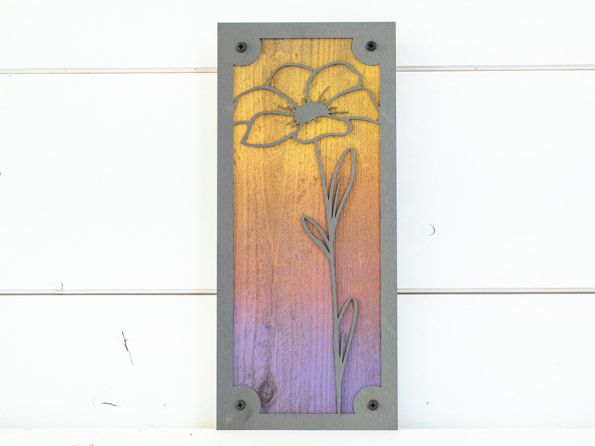 Flower Metal Wall Art on Reclaimed Wood, 12.5 Inch Botanical Decor, Gift for Mom, Gift for Grandma, Garden Lover Gift, Housewarming Gift