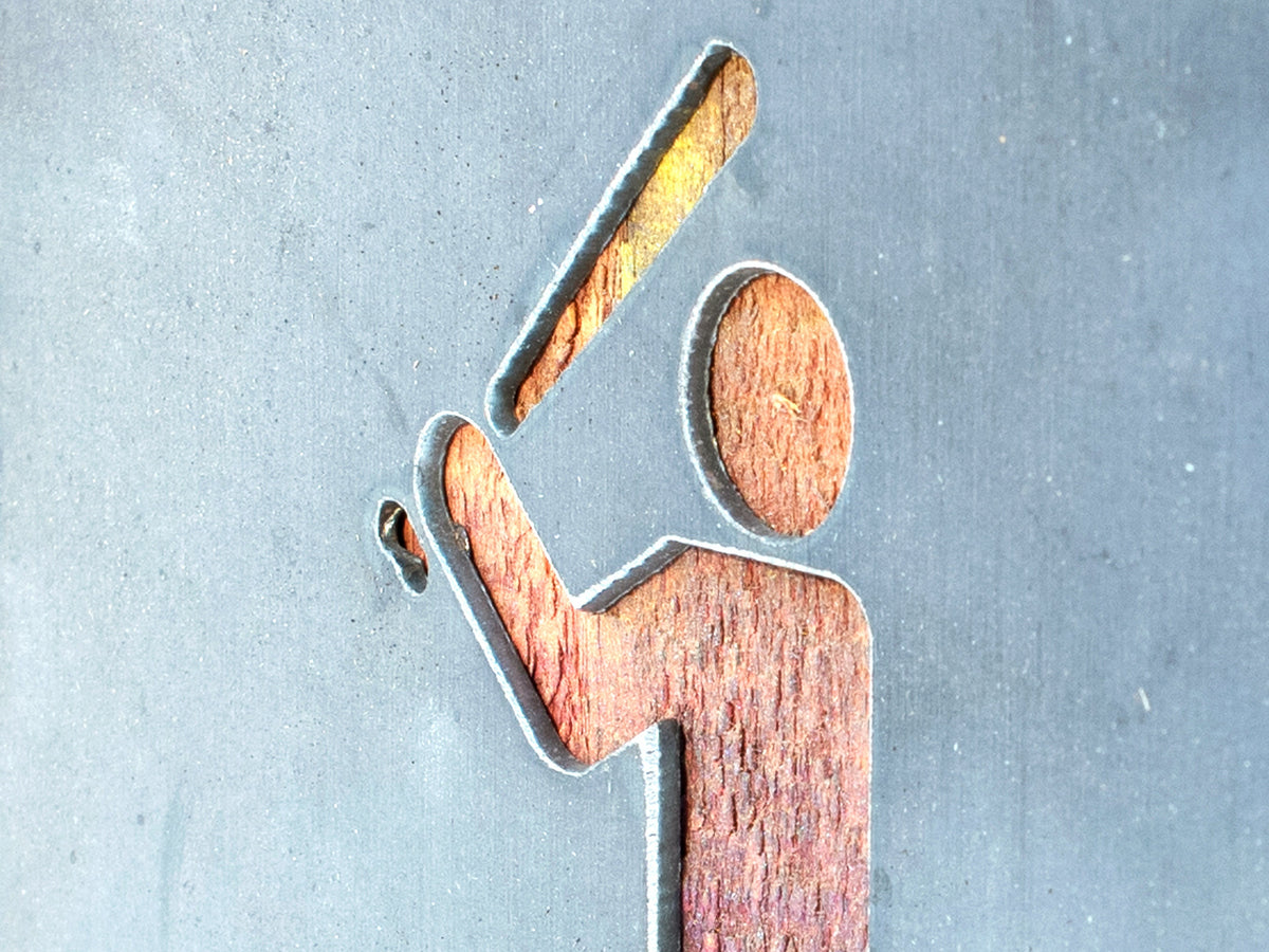 Baseball Batter Metal Wall Art on Reclaimed Wood, Batter Up Sign, Baseball Gift