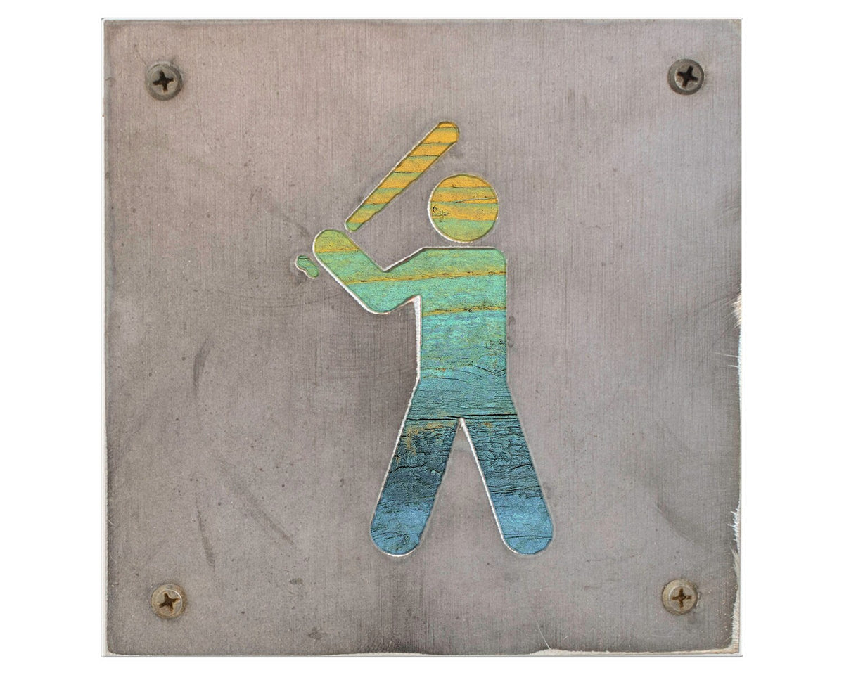 Baseball Batter Metal Wall Art on Reclaimed Wood, Batter Up Sign, Baseball Gift