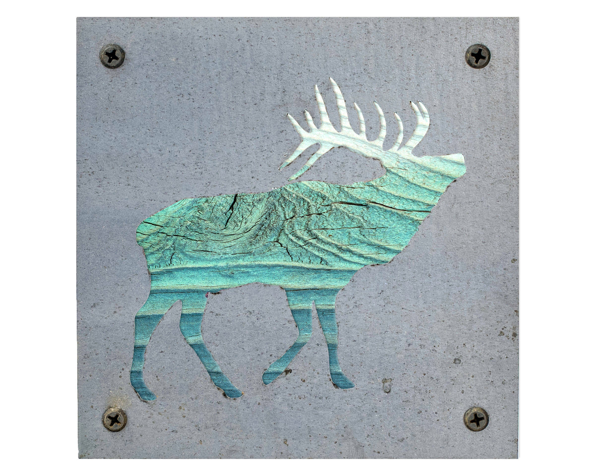 Elk Metal Wall Art on Reclaimed Wood, Rustic Cabin Decor, Elk Hunter Gift