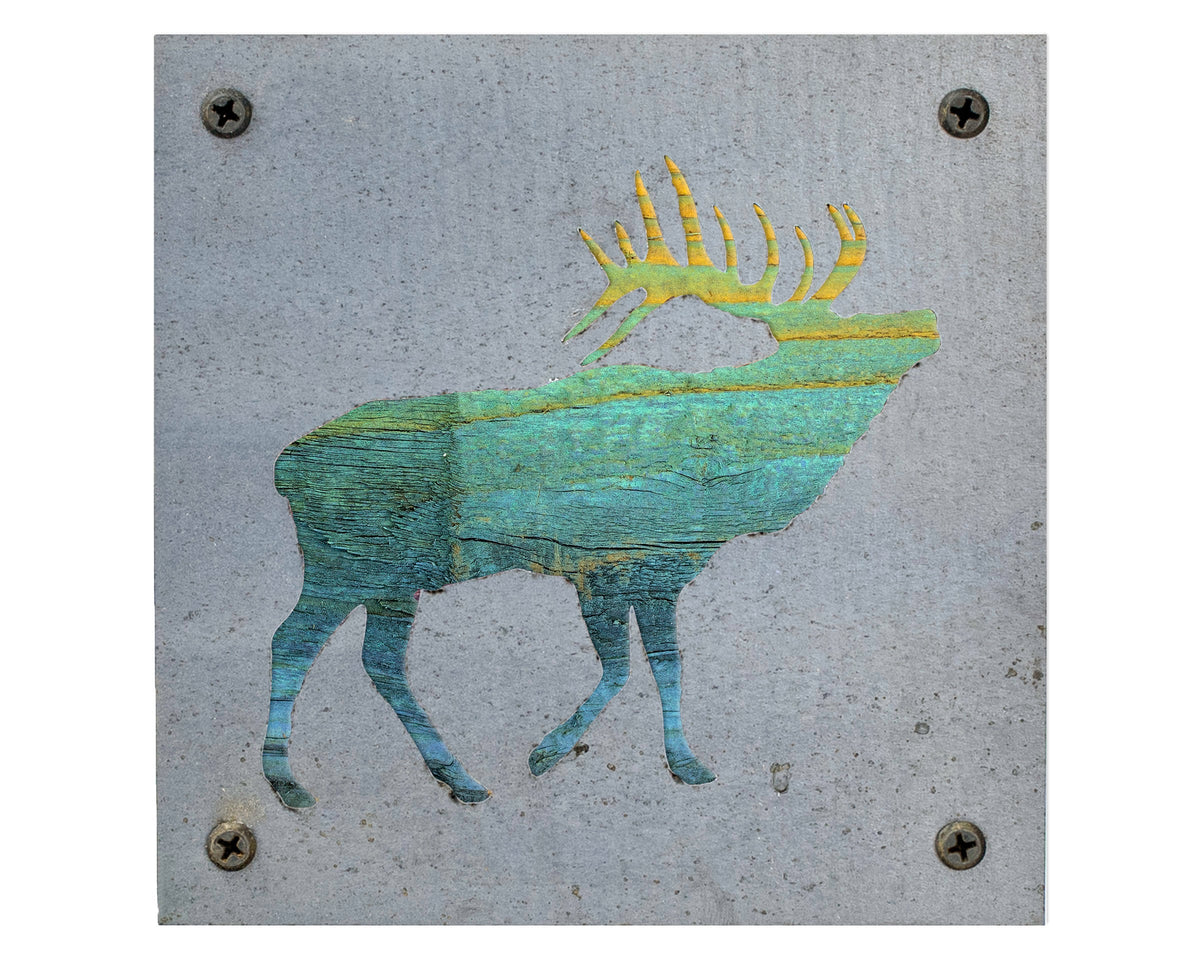 Elk Metal Wall Art on Reclaimed Wood, Rustic Cabin Decor, Elk Hunter Gift