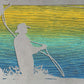 Fly Fisherman Metal Wall Art on Reclaimed Wood, Horizontal 12.5 Inch Cabin Decor