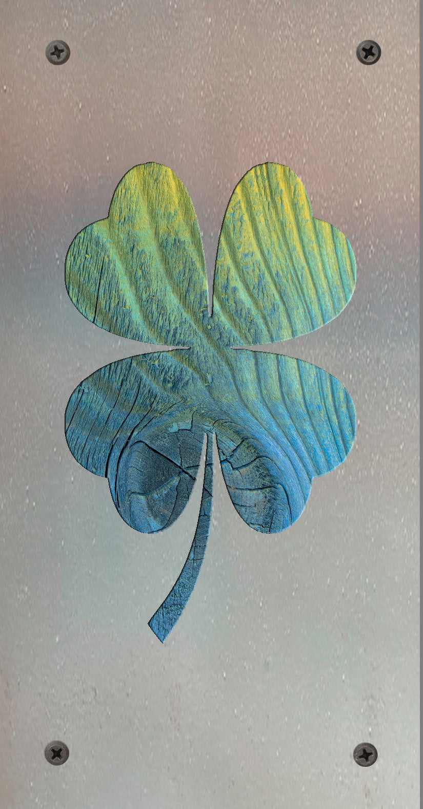 Four Leaf Clover Metal Wall Art on Reclaimed Wood, Lucky Shamrock, Irish Decor, 5.5 Inch Square Steel Sign, Irish Gift, St Patricks Decor