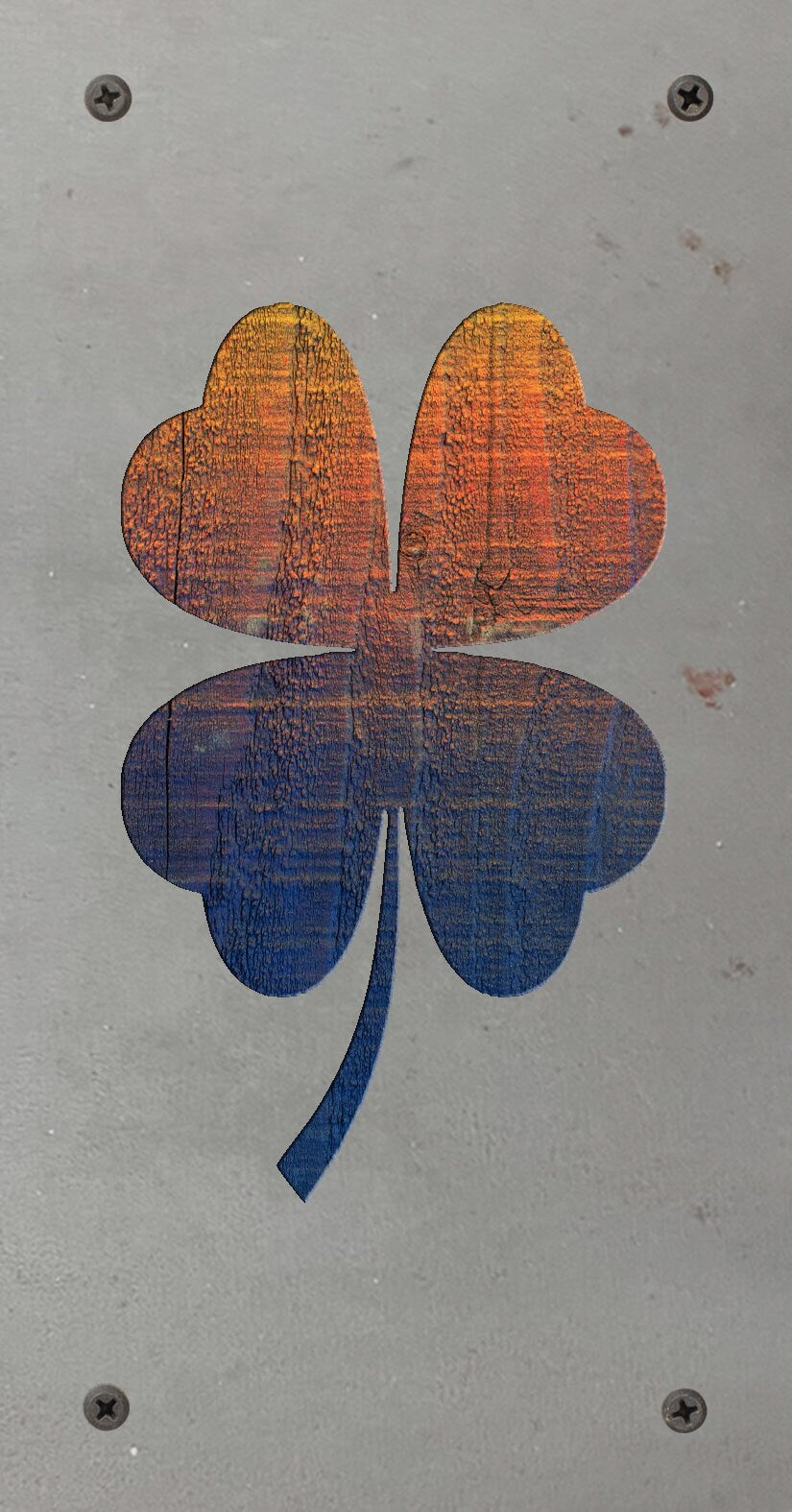 Four Leaf Clover Metal Wall Art on Reclaimed Wood, Lucky Shamrock, Irish Decor, 5.5 Inch Square Steel Sign, Irish Gift, St Patricks Decor