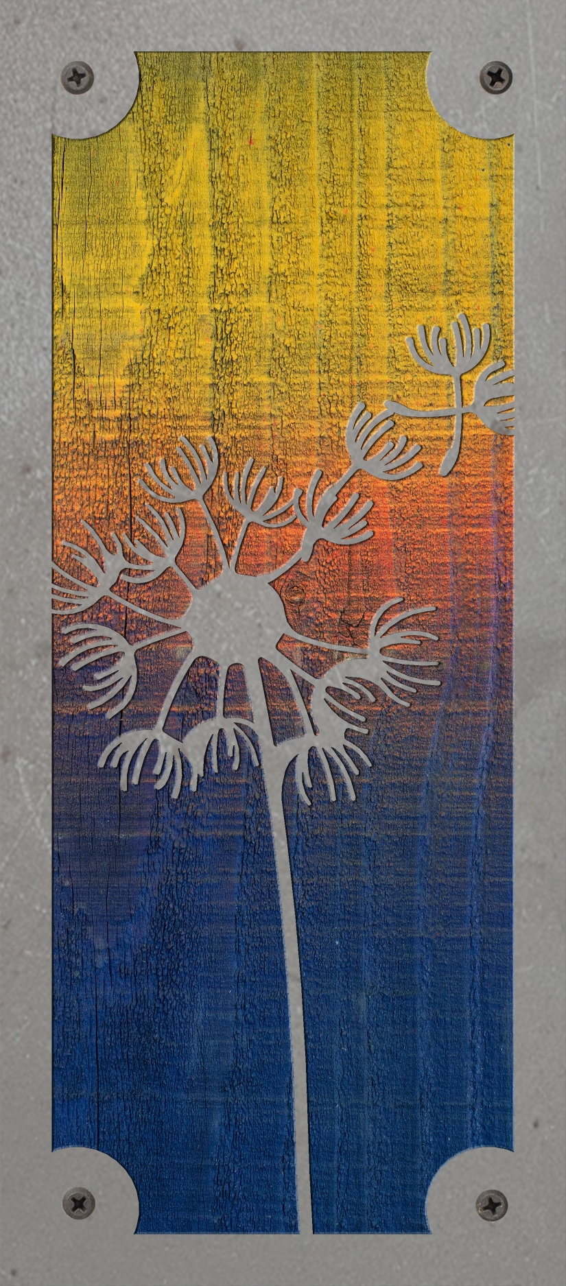 Dandelion Metal Wall Art on Reclaimed Wood, Make a Wish Sign, Flower Decor
