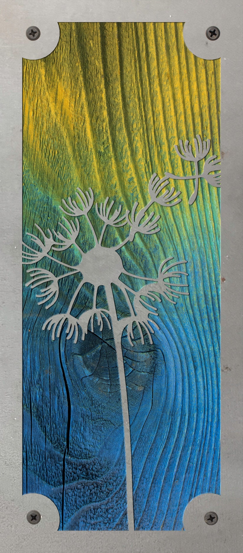 Dandelion Metal Wall Art on Reclaimed Wood, Make a Wish Sign, Flower Decor