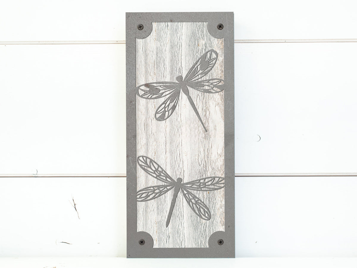 Dragonfly Metal Wall Art on Reclaimed Wood, Fairycore Decor, Dragonfly Gift