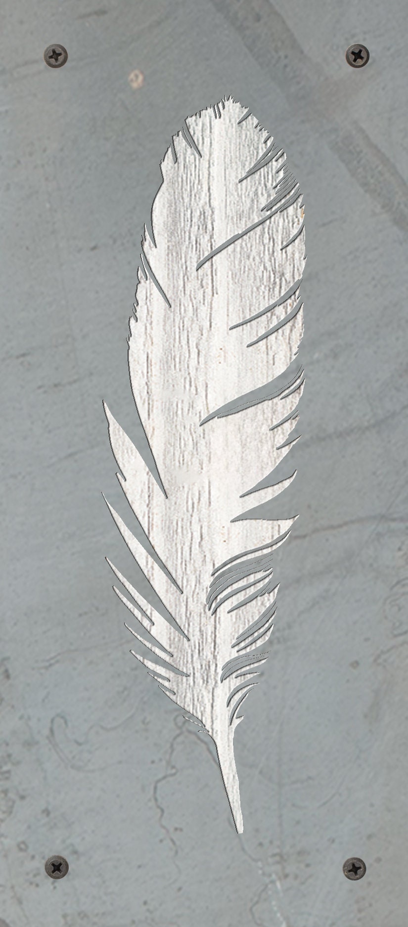 Feather Metal Wall Art on Reclaimed Wood, Boho Rustic Decor, 12.5 Inch Sign