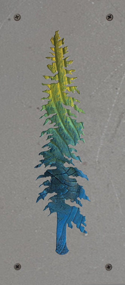 Tamarack Tree Metal Wall Art on Reclaimed Wood, Larch Tree Decor, Montana Gift, 12.5 Inch Tall Steel Sign, Forest Decor,