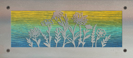 Wildflower Metal Wall Art on Reclaimed Wood, Cottagecore Decor, Gift for Mom, 12.5 Inch Wide Steel Sign, Flower Wall Art