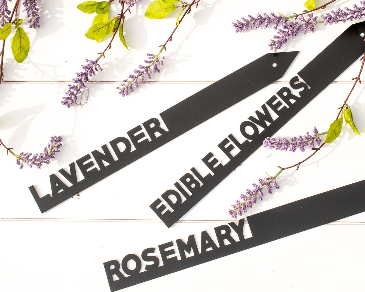 Custom Black Steel Garden Stakes, Row Marker,