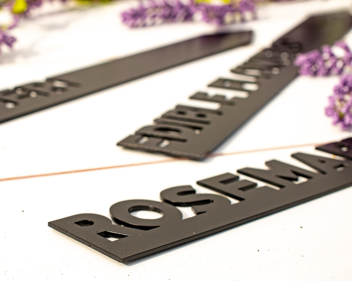 Custom Black Steel Garden Stakes, Row Marker,