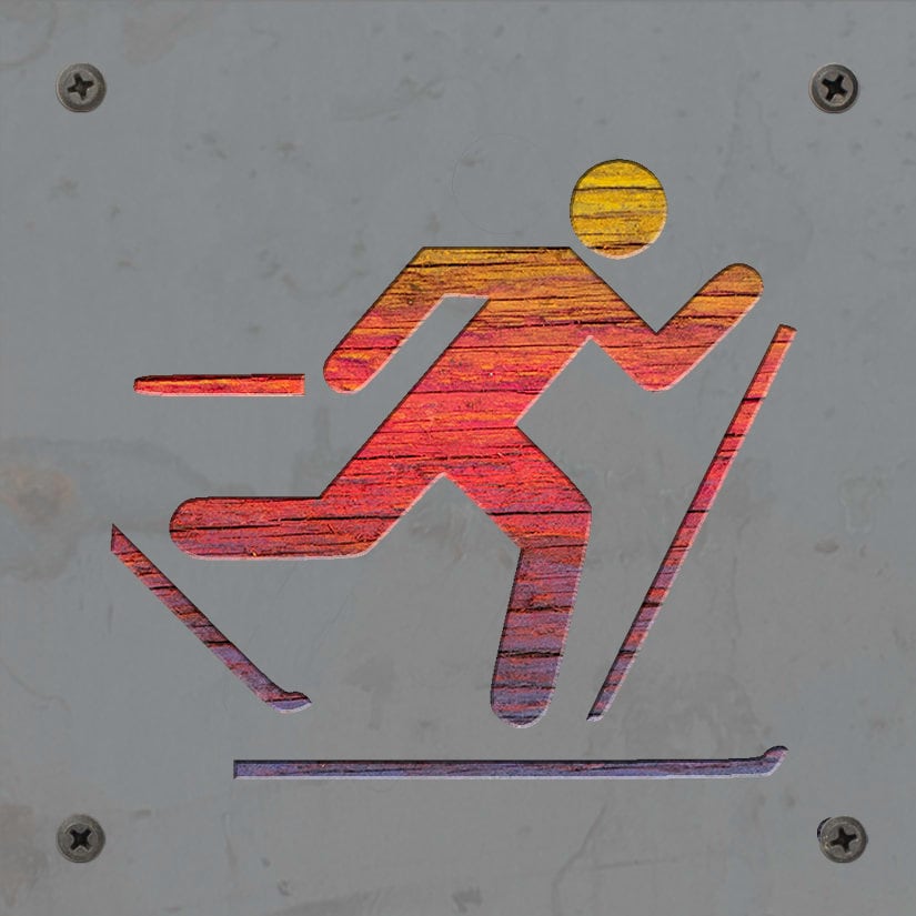 Cross Country Skier Metal Wall Art on Reclaimed Wood, XC Ski Gift, Cabin Decor