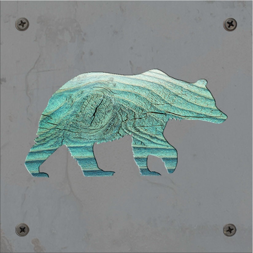 Bear Metal Wall Art on Reclaimed Wood, Rustic Cabin Decor, Black Bear Sign, 5.5 Inch Square Steel Sign, Bear Lover Gift, Lodge Wall Art