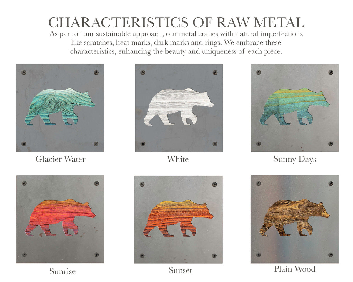 Bear Metal Wall Art on Reclaimed Wood, Rustic Cabin Decor, Black Bear Sign, 5.5 Inch Square Steel Sign, Bear Lover Gift, Lodge Wall Art