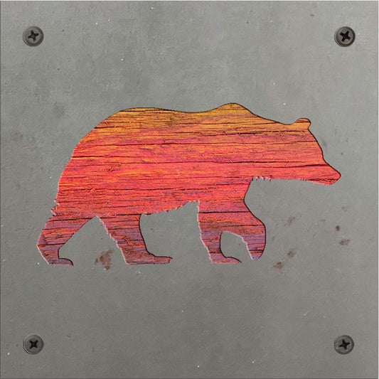 Bear Metal Wall Art on Reclaimed Wood, Rustic Cabin Decor, Black Bear Sign, 5.5 Inch Square Steel Sign, Bear Lover Gift,