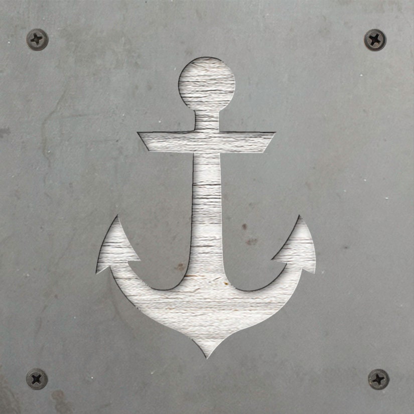 Anchor Metal Wall Art on Reclaimed Wood, Nautical Coastal Decor, Boat Lover Gift, 5.5 Inch Square Steel Sign, Lake House Decor