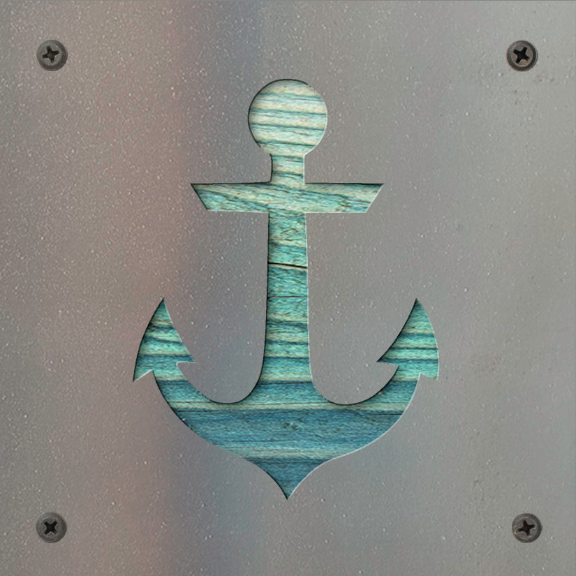 Anchor Metal Wall Art on Reclaimed Wood, Nautical Coastal Decor, Boat Lover Gift, 5.5 Inch Square Steel Sign, Lake House Decor