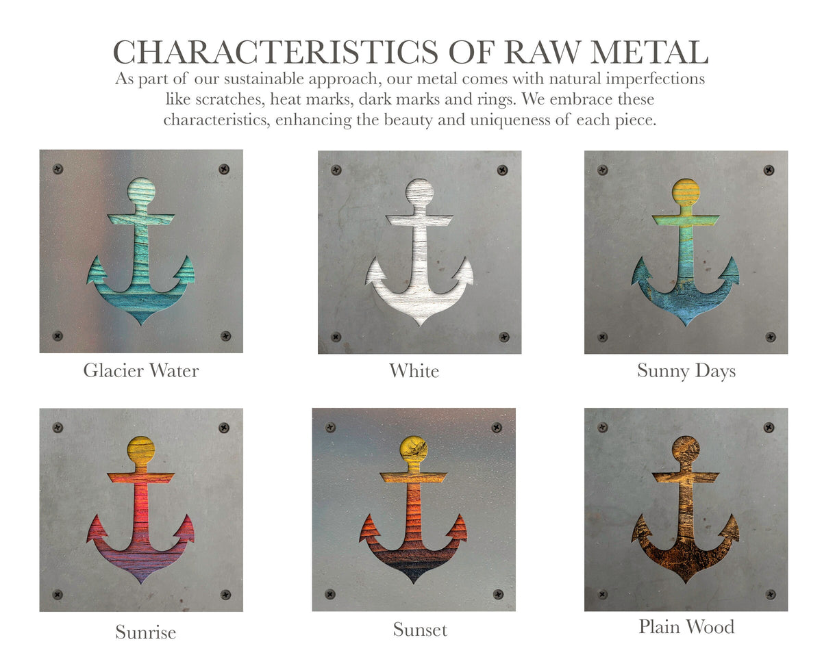 Anchor Metal Wall Art on Reclaimed Wood, Nautical Coastal Decor, Boat Lover Gift, 5.5 Inch Square Steel Sign, Lake House Decor
