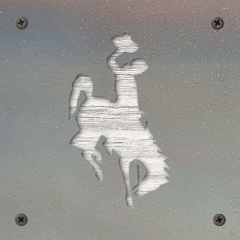 Bronc Rider Metal Wall Art on Reclaimed Wood, Western Cowboy Decor, Rodeo Gift, 5.5 Inch Square Steel Sign, Bucking Horse