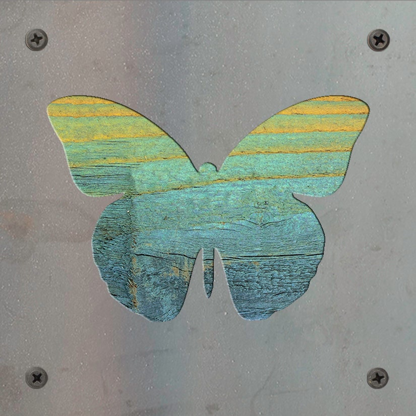 Butterfly Metal Wall Art on Reclaimed Wood, Colorful Butterfly Decor, Gift for Her