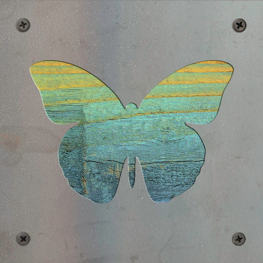 Butterfly Metal Wall Art on Reclaimed Wood, Colorful Butterfly Decor, Gift for Her