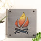 Campfire Metal Wall Art on Reclaimed Wood, Rustic Camping Sign, Cabin Decor, 5.5 Inch Square Steel Sign, Camper Gift, Housewarming Gift