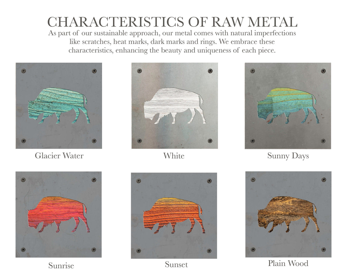 Bison Metal Wall Art on Reclaimed Wood, Buffalo Decor, Yellowstone Gift, 5.5 Inch Square Steel Sign, Western Decor, Housewarming Gift