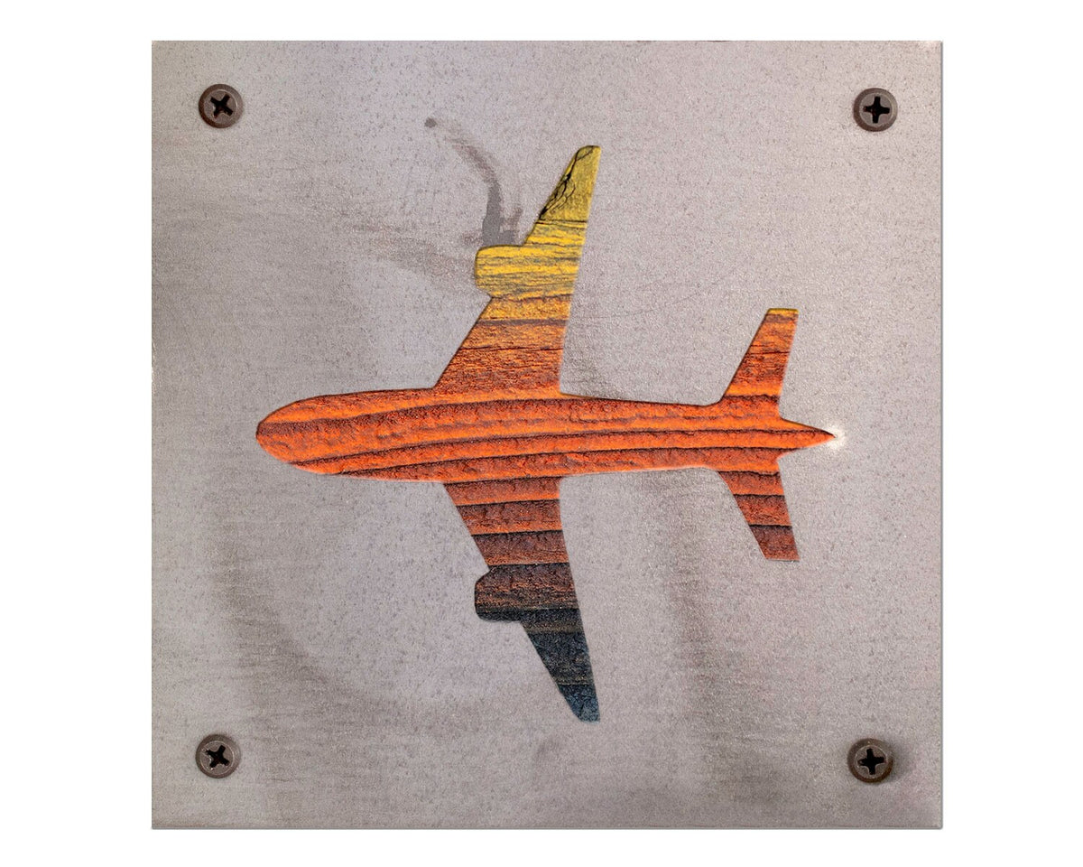 Airplane Metal Wall Art on Reclaimed Wood, Aviation Decor, Pilot Gift