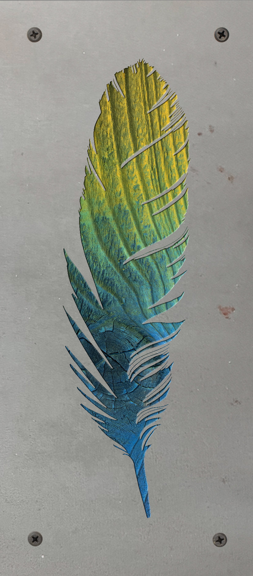 Feather Metal Wall Art on Reclaimed Wood, Boho Rustic Decor, 12.5 Inch Sign