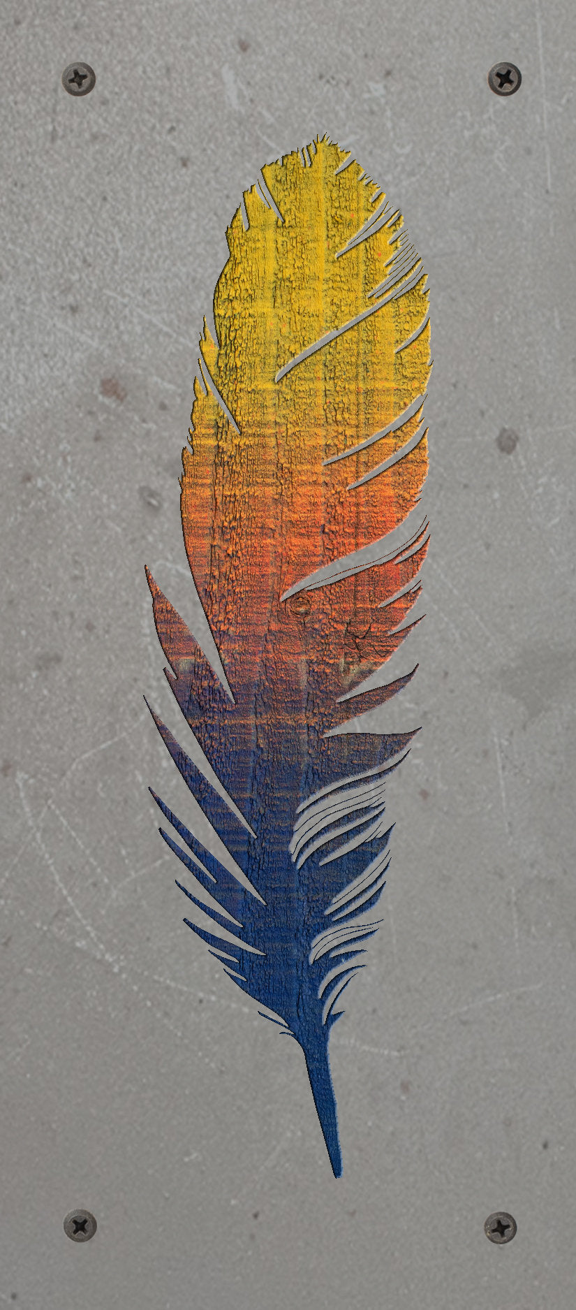 Feather Metal Wall Art on Reclaimed Wood, Boho Rustic Decor, 12.5 Inch Sign
