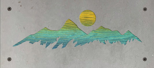 Mountain Range Metal Wall Art on Reclaimed Wood, 12.5 Inch Rustic Cabin Decor