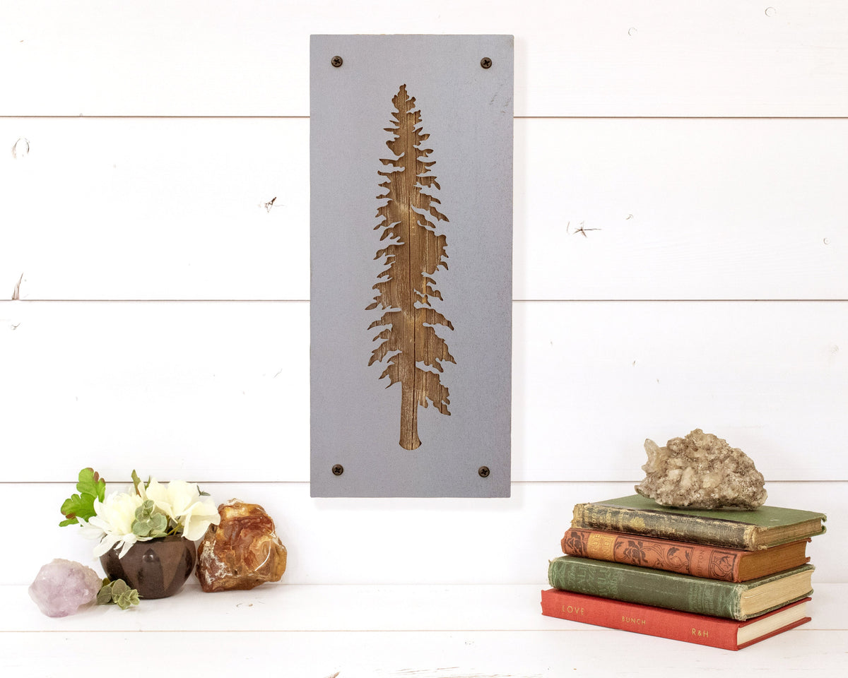 Tamarack Tree Metal Wall Art on Reclaimed Wood, Larch Tree Decor, Montana Gift, 12.5 Inch Tall Steel Sign, Forest Decor, Housewarming Gift
