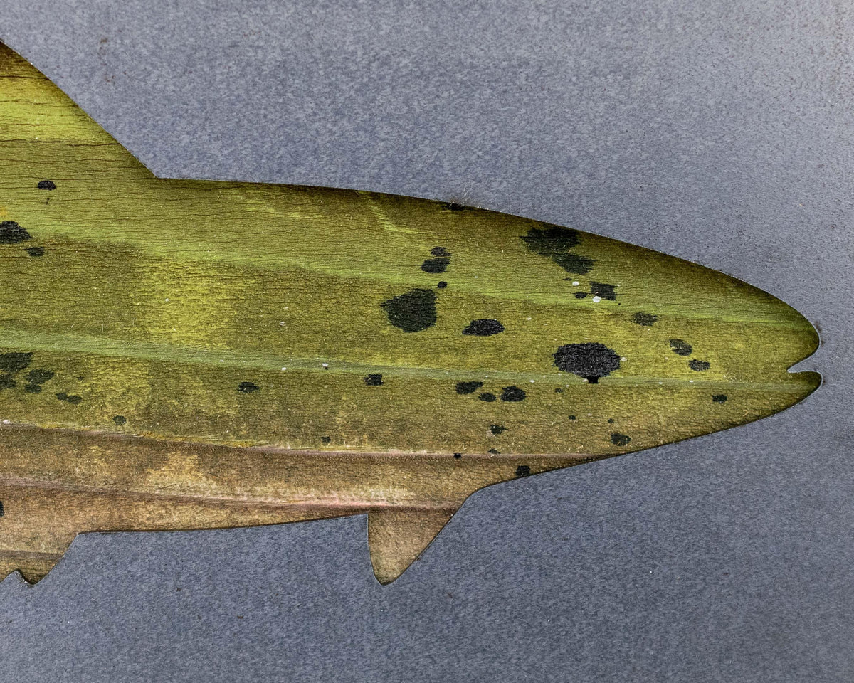 Leaping Trout Metal Wall Art on Reclaimed Wood, 12.5 Inch Fly Fishing Decor, Gift for Dad, Fishing Cabin Decor, Housewarming Gift