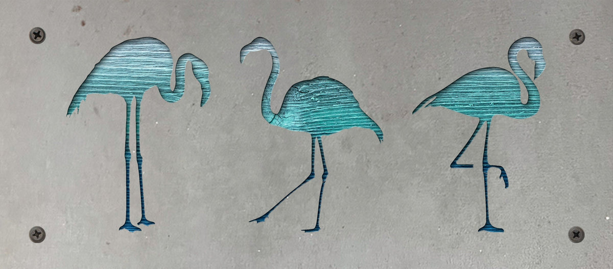 Flamingo Trio Metal Wall Art on Reclaimed Wood, 12.5 Inch Beach House Decor, Tropical Wall Art, Flamingo Lover, Coastal 