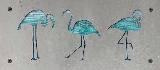 Flamingo Trio Metal Wall Art on Reclaimed Wood, 12.5 Inch Beach House Decor, Tropical Wall Art, Flamingo Lover, Coastal 