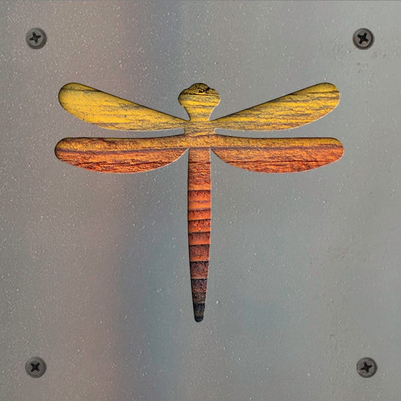 Dragonfly Metal Wall Art on Reclaimed Wood, Garden Room Decor, Nature Gift, 5.5 Inch Square Steel Sign, Dragonfly Lover, Cottagecore Decor