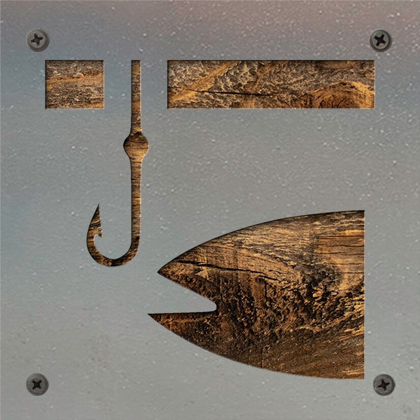 Fisherman Metal Wall Art on Reclaimed Wood, Fishing Sign, Gift for Dad, 5.5 Inch Square Steel Sign, Fishing Decor, Lake House Decor