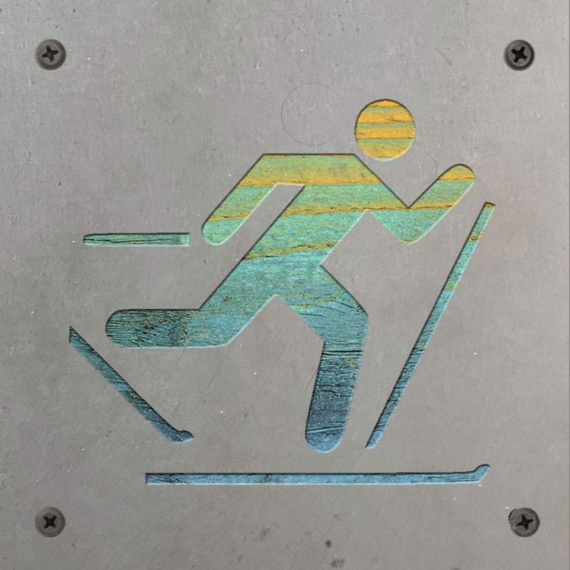 Cross Country Skier Metal Wall Art on Reclaimed Wood, XC Ski Gift, Cabin Decor