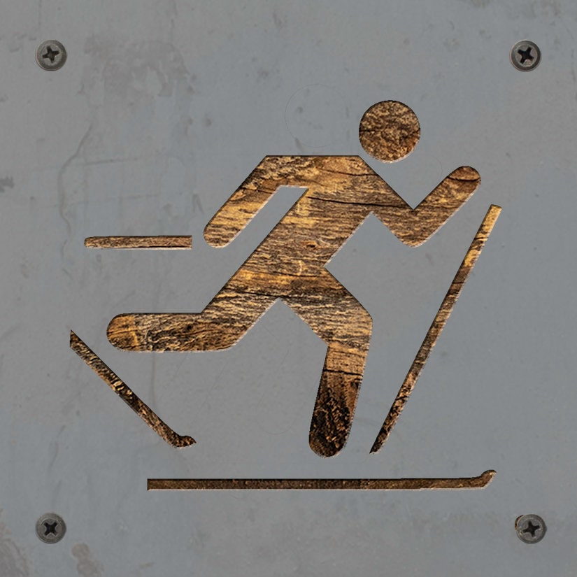 Cross Country Skier Metal Wall Art on Reclaimed Wood, XC Ski Gift, Cabin Decor