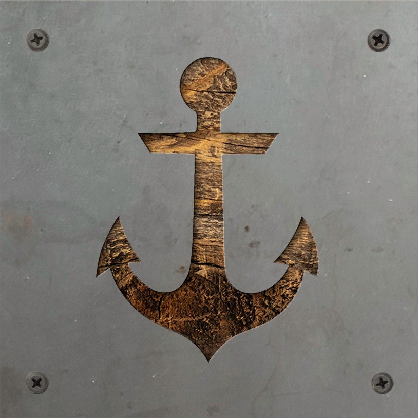 Anchor Metal Wall Art on Reclaimed Wood, Nautical Coastal Decor, Boat Lover Gift, 5.5 Inch Square Steel Sign, Lake House Decor