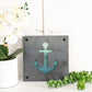 Anchor Metal Wall Art on Reclaimed Wood, Nautical Coastal Decor, Boat Lover Gift, 5.5 Inch Square Steel Sign, Lake House Decor